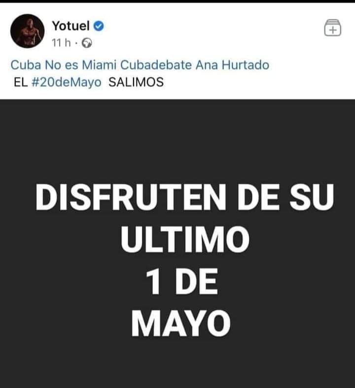 Nosotros aquí... recordando cuando hace 2 años el sin voz de Yotuel nos sugería que era nuestro último 1ero de Mayo 😅😅😅 Se sumó al Willy Chirino con su 'Ya viene llegando' de 1990 😂😂😂 PD: Salían? Pa' dónde?🤣🤣🤣