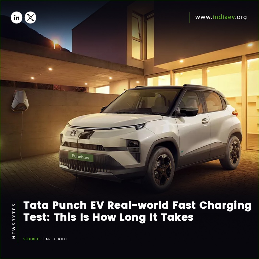 We #performed the charging test on the long-range #variant of the Tata Punch EV, which is #equipped with a 35 kWh #batterypack

 #TataPunchEV #ElectricVehicle #SustainableMobility #CleanEnergy #FutureOfMobility #GoGreen #GreenTech #GreenIndia #IndiaEVShow #EntrepreneurIndia