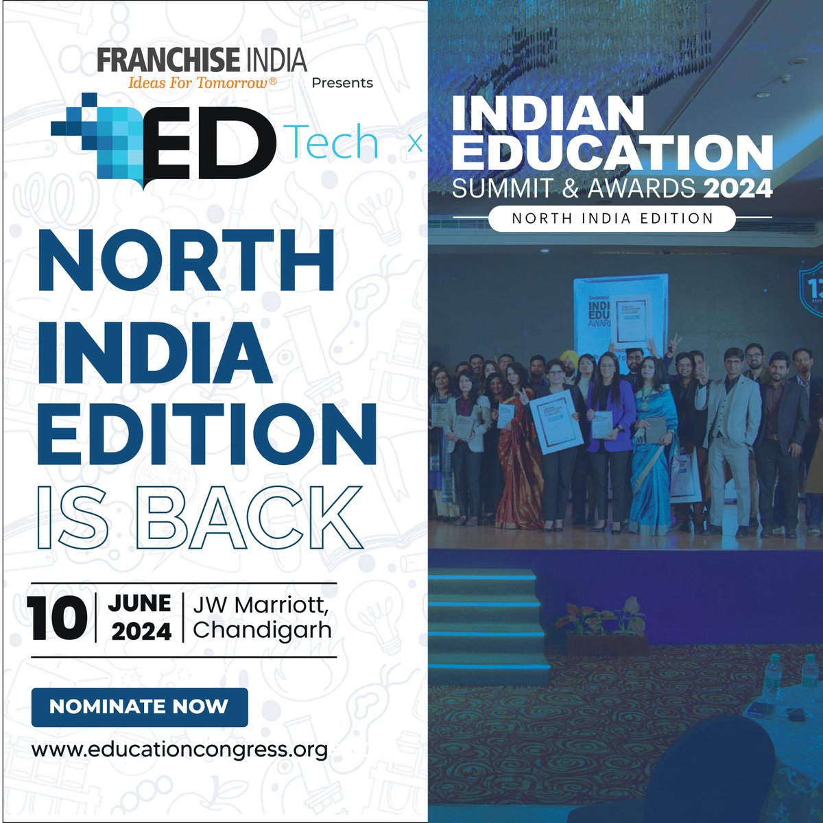 🤩The Edtech x Indian Education Awards 2024 are coming to Chandigarh on June 10th. 🏆Nominate now to recognize the pioneers of Indian education!✨

#EdtechAwards2024 #IndianEducation #ChandigarhEvents #FutureOfEducation #EducationInnovation #EducationTech #Franchiseindia