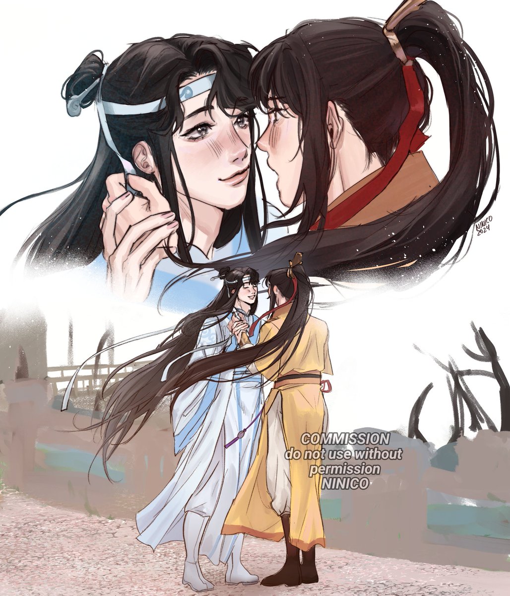 'I like your hair like this.' 

COMMISSION for my sweet @iku_neko ❤️‍🩹

This one is a scene of her ZhuiLing fic called 'Peonies Blossom Even in Winter'  archiveofourown.org/works/49389391…

Adding more people to the zhuiling brainrot 🗣️

#zhuiling #jinling #lansizhui #mdzs