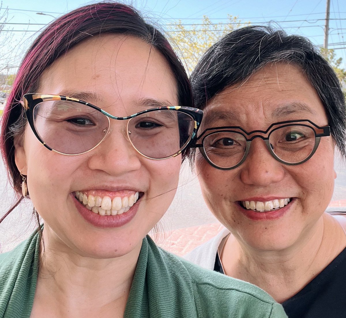 Got to squeeze in some quality time with @pacylin, between our school-visit skeds. 'The glasses game is strong with these two.'