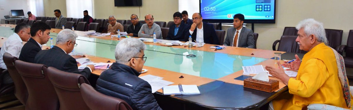 Lieutenant Governor Manoj Sinha today chaired a meeting with senior officials and reviewed the ongoing construction work of the Transit Accommodations for PM Package Employees. @diprjk