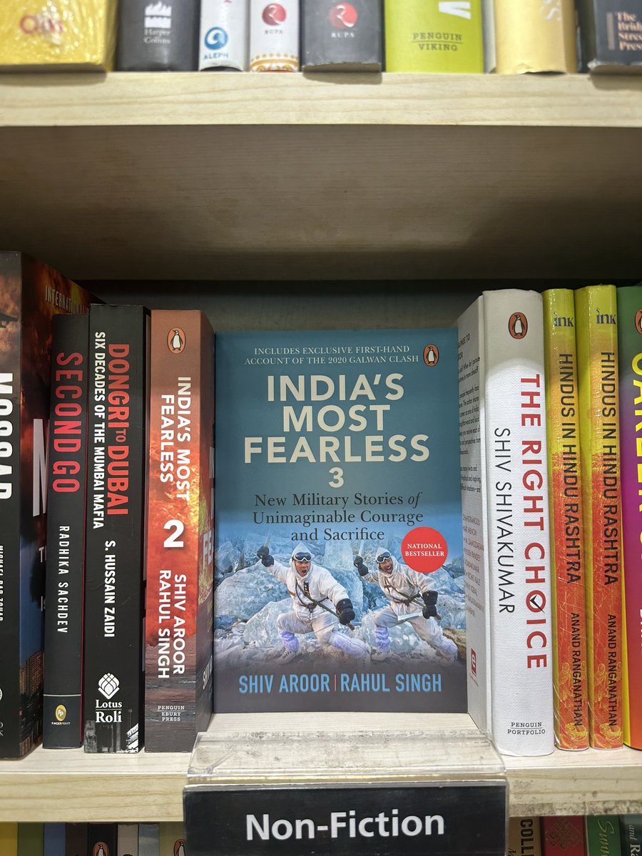 'Excited to spot my colleague's book, #India’s Most Fearless,' at Pune airport bookshop! 📚 Congratulations @rahulsinghx @ShivAroor on this incredible achievement! Your dedication and passion shine through every page. Can't wait to dive into this inspiring read