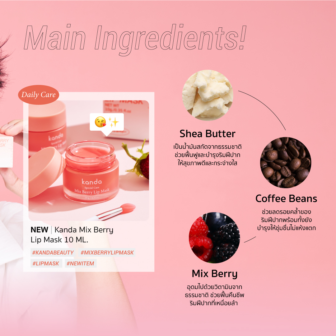 kandabeauty_'s tweet image. NEW! MIx Berry Lip Mask
ผลัดเซลล์ผิว ฟื้นฟู พร้อมบำรุงริมฝีปากที่แห้งกร้านให้กลับมานุ่มชุ่มชื่น สุขภาพดี

🧡 Shea Butter 
🧡 Coffee Beans 
🧡Mix Berry 

320.- / 10g.

#Kanda #Kandabeauty #Lipmask #MixBerryLipMask