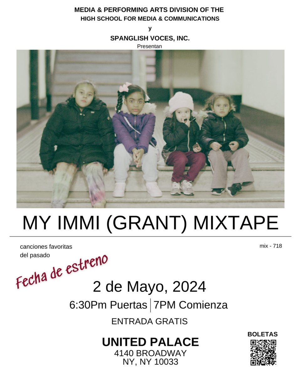 SpanglishVoces's tweet photo. 🚨 ¡HOY! 🚨

La División de Medios y Artes Escénicas de HSMC y #SpanglishVocesinc les invitan cordialmente a un espectáculo gratuito apto para todas las edades.

Personalmente, ¡esperamos verlos a todos esta noche! https://t.co/iwvElQtoHy