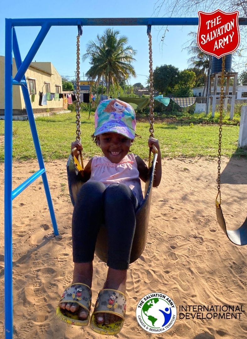 A playground may seem like a small gift, but it impacts a child's growth. The Salvation Army focuses on uplifting spirits in Mozambique by supplying sports equipment, playsets, and games to children living in remote areas. salvationist.ca/brighterfuture…