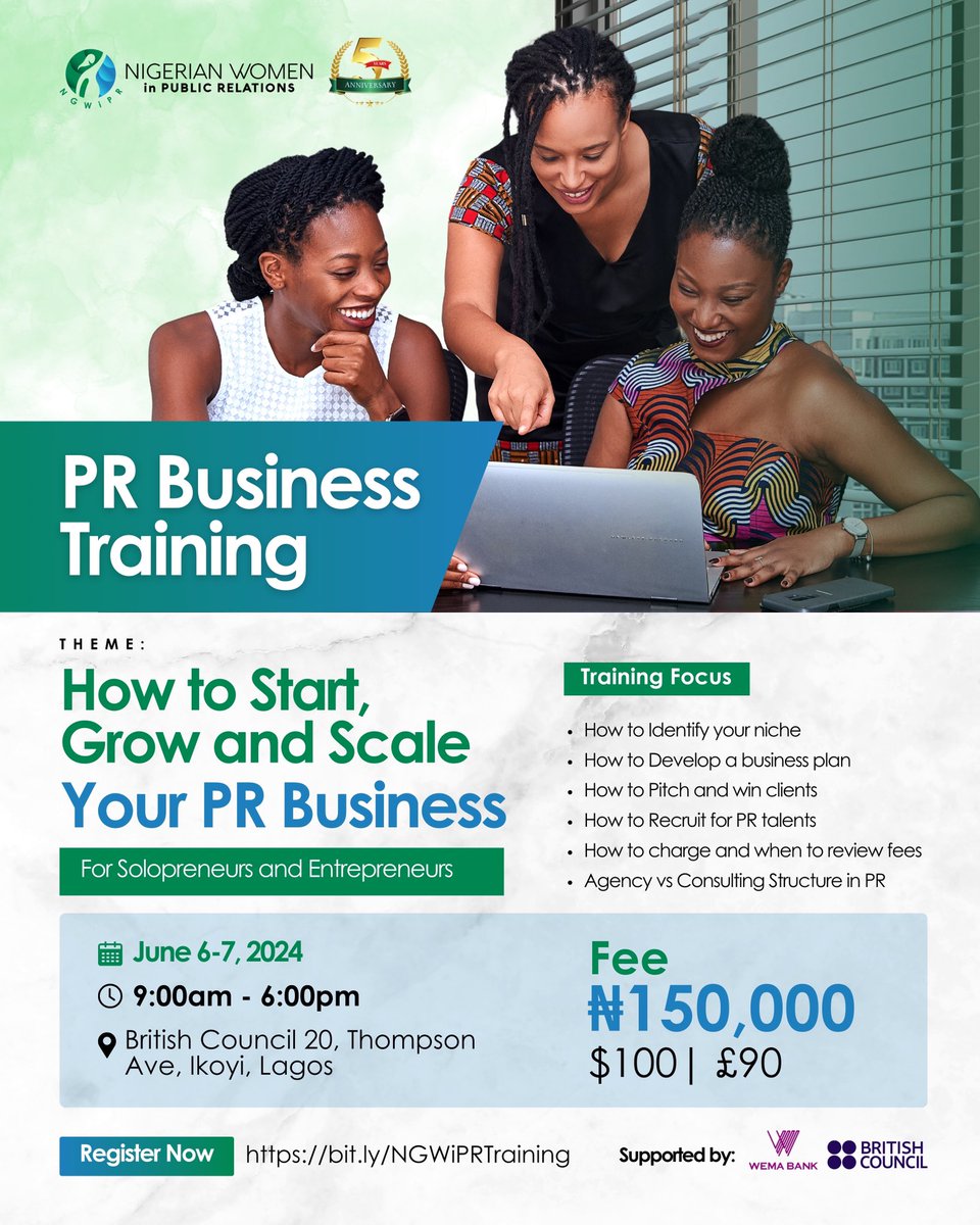 Dear #solopreneurs & #entrepreneurs in #PR! Join us at the #PRBusinessTraining on June 6-7, 2024, at the @BritishCouncil Learn how to start, grow & scale your business with industry experts! From niche identification to maximizing growth opportunities, we've got you covered!
