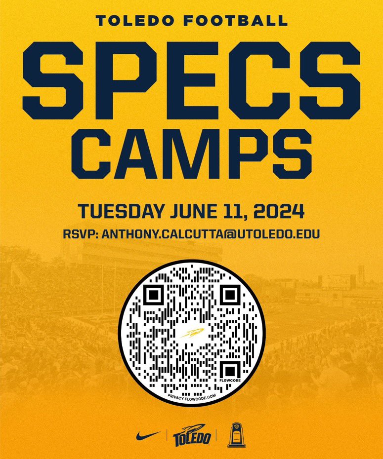 Thank you Coach @stantonweber for the invite to the @ToledoFB Specs camp! @CNendick25 @Coach_Yos @CHSFootball100 @tophskickers @CoachSco355 @HSFBscout @CSKRECRUITING @Chris_Sailer