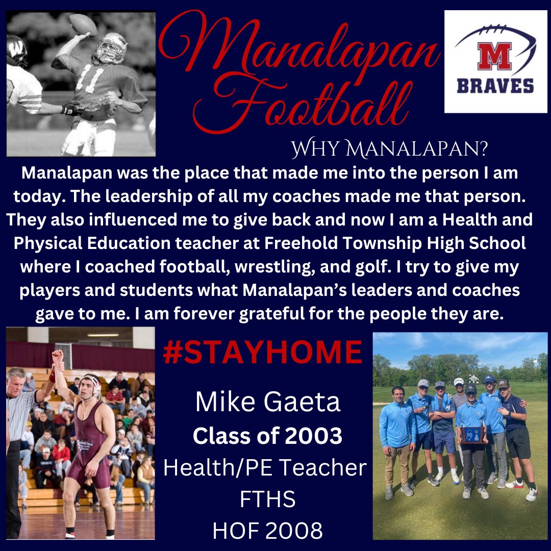 HERE WE GO!! Week 6 of our former Manalapan Football Player profile..@mikegaeta1 from #churchlane to #springfieldcollege and back to #theregional..another HOF QB.. I had the privilege of coaching against him then having him on my staff at FTWP..#stayhome