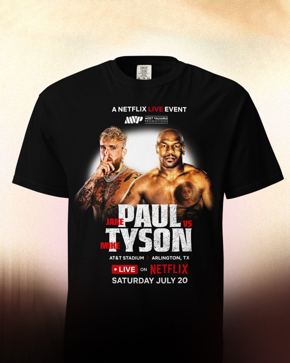 Don’t miss out on a piece of history.

Official event merch, only available here: netflix.shop

-
#PaulTyson
Saturday, July 20
AT&T Stadium - Arlington, TX
Live on @netflix