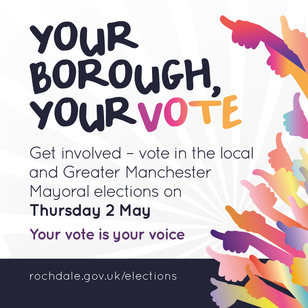 If you are 18 or over, you have until 10pm to cast your ballot at your local polling station. Get involved - vote in the local and Greater Manchester Mayoral elections. #HeyMiddElections #RochdaleElections #GMElects