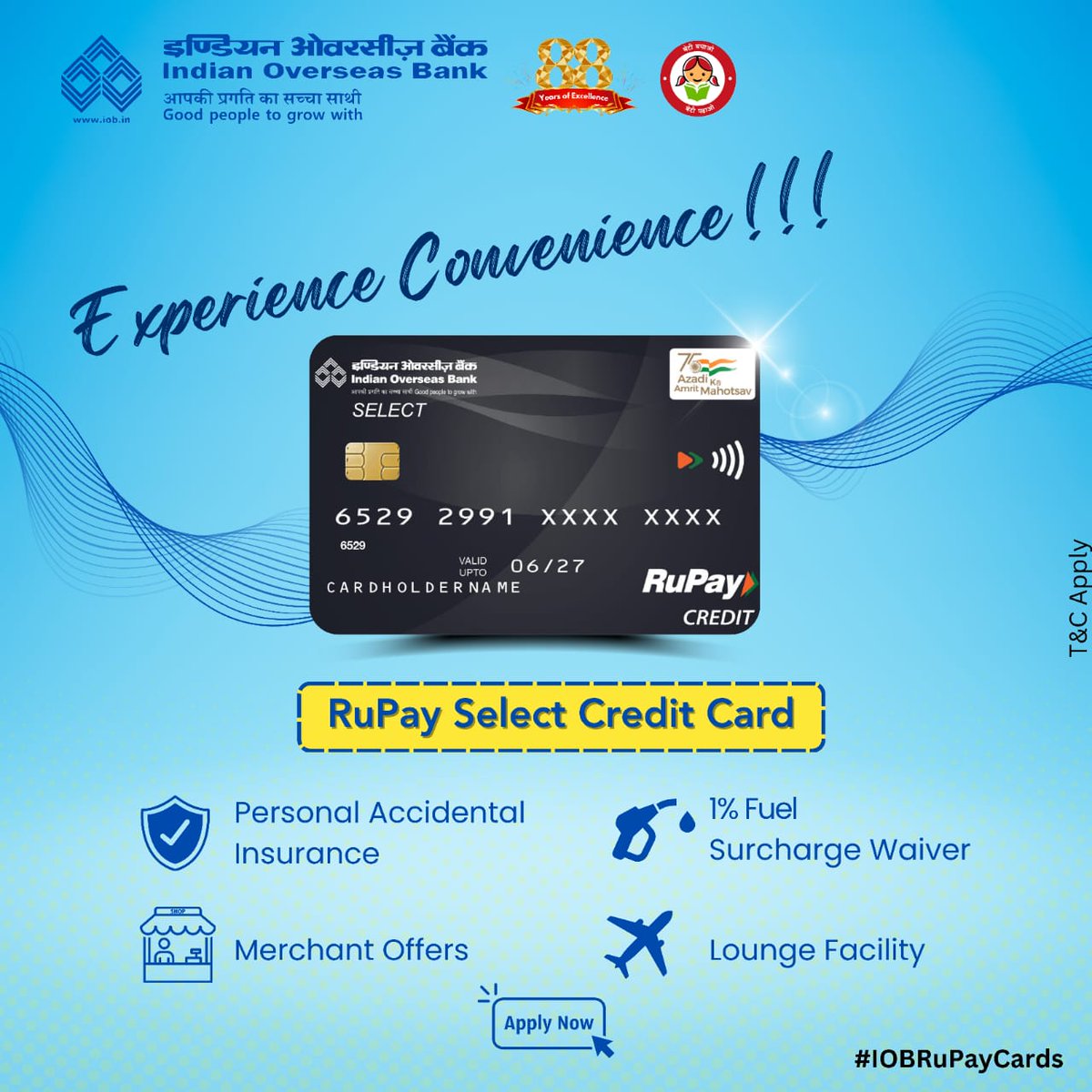 Swipe into a world of premium benefits with IOB's Rupay Select Credit Cards. Elevate your experience with every purchase !!! Apply today. iob.in/CreditCard #IOB #IndianOverseasBank #DFS #RBI #RupayCard #creditcard #shopping #purchase #swipe #RuPayCreditCard #IOBCreditCard