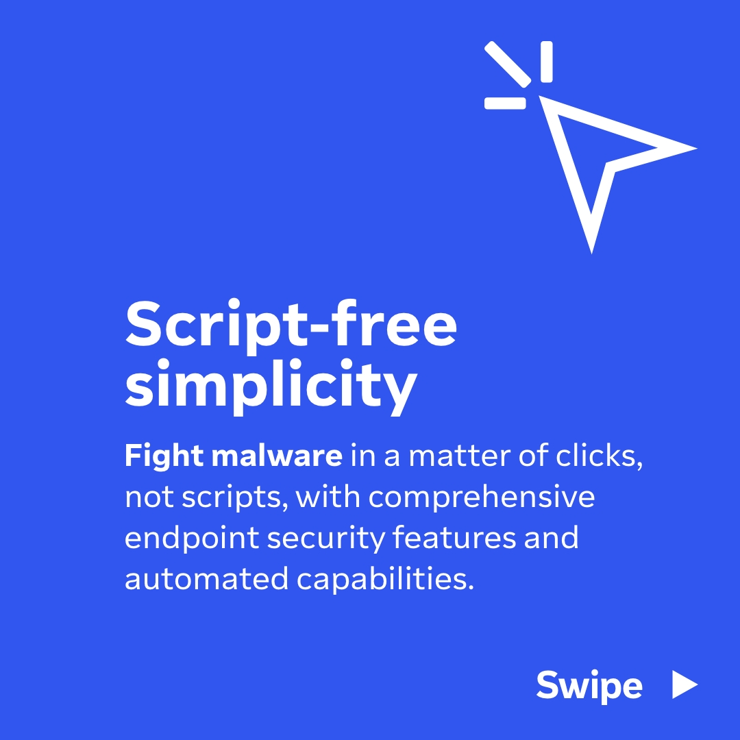 Our endpoint protection solution uses machine learning to stay ahead of advanced threats 🛡️💻. Swipe through the carousel to discover more. Ready to safeguard your endpoints? Start your free trial now! bit.ly/3QtrQ7N