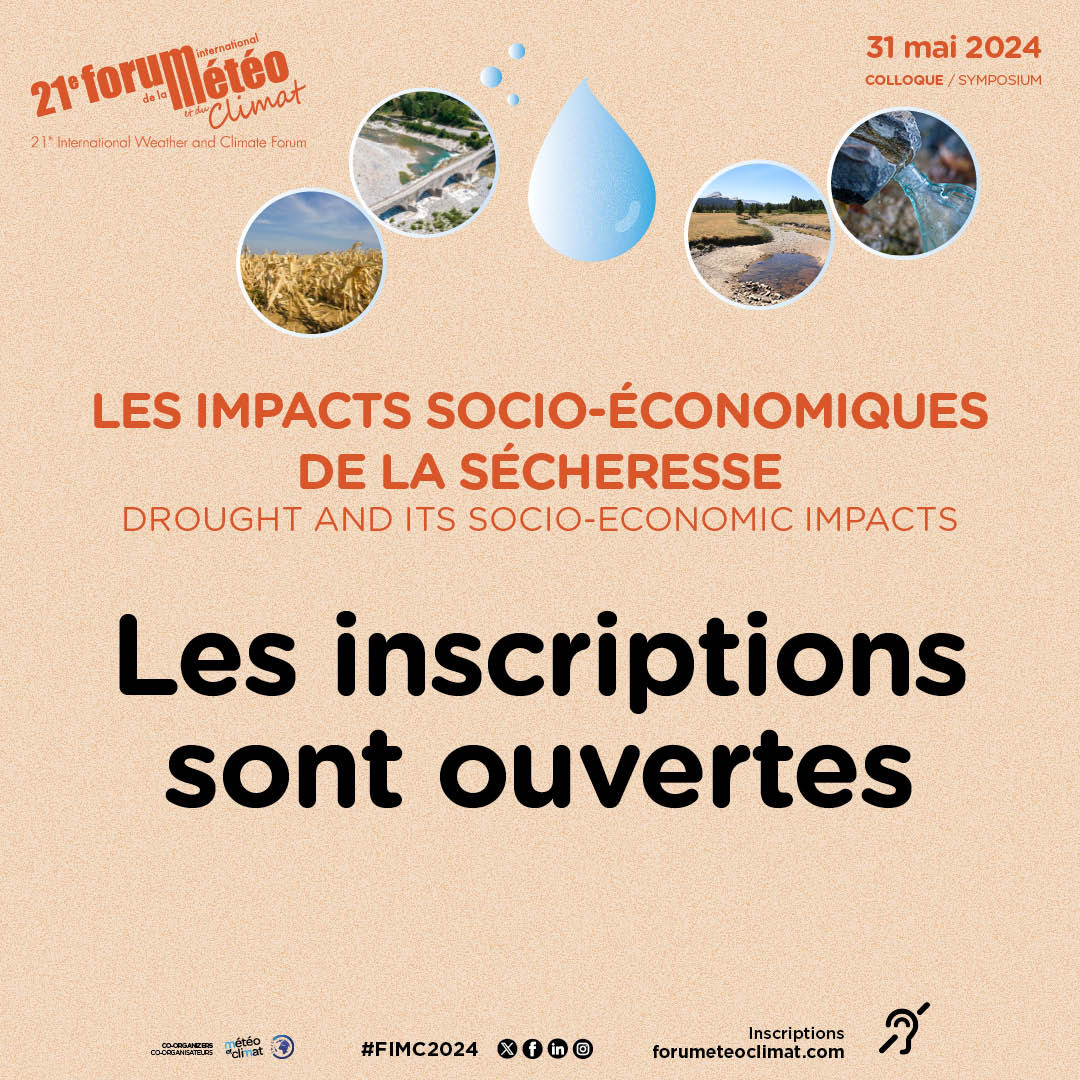 Avant de vous replonger dans le travail, prenez donc le temps de consulter le programme du #FIMC2024 sur la #secheresse. ℹ Pensez à vous inscrire dès maintenant 🔜 forumeteoclimat.com/programme/coll… #colloque