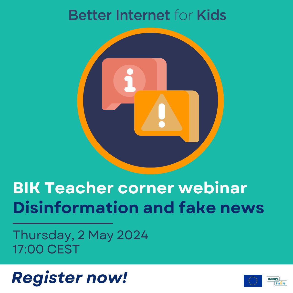 🔴LAST CALL!
📚Teachers and educators, this one is for you!

 📆Join us on Thursday, 2 May, 17:00 CEST
 📍Online
 📺This webinar will address mis- and #disinformation, #fakenews, #deepfakes and more. 

How can teachers and educators support pupils in the classroom, especially if…
