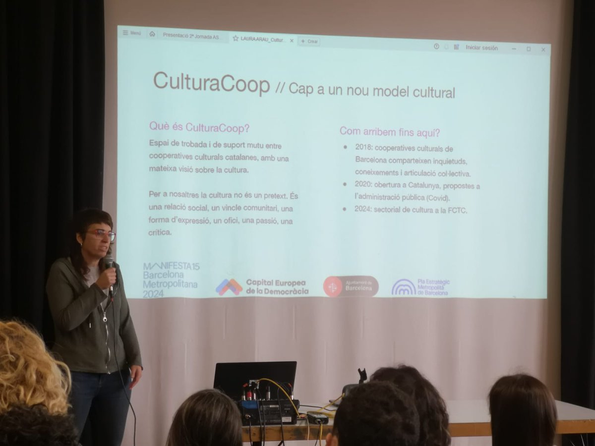 CulturaCoop va estar present a la 2a Jornada de l’Assemblea Manifesta 15 realitzant una ponència de contingut inspirador sobre com des del teixit cooperatiu de la cultura es pot contribueix al reptes definits per l'assamblea #culturacoop