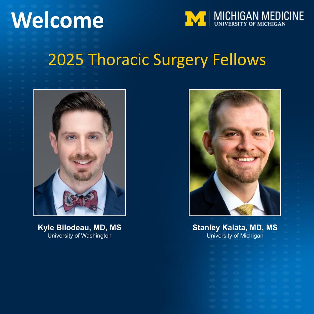 You're looking at our 2025 thoracic surgery fellows: Kyle Bilodeau, MD, MS Stanley Kalata @stankalatamd, MD, MS Let's go!