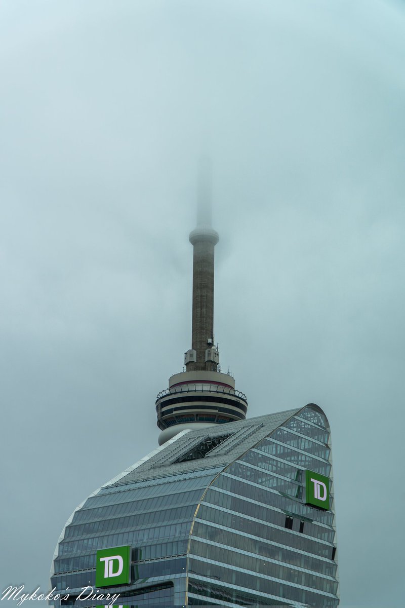 Up in the clouds. One foggy morning in Toronto. #CNTower