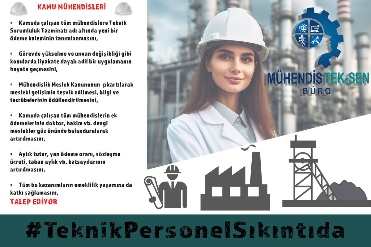 Kamu mühendisleri ve teknik personel uzun zamandır ihmal ediliyor. Bunun geri dönüşü zor sonuçları olabilir. 

@RTErdogan
@eczozgurozel

#ErdoganMühendisiDuy #ÖzelMühendisiAnlat
#MuhendisTekSen 
#kaMuhendisleri