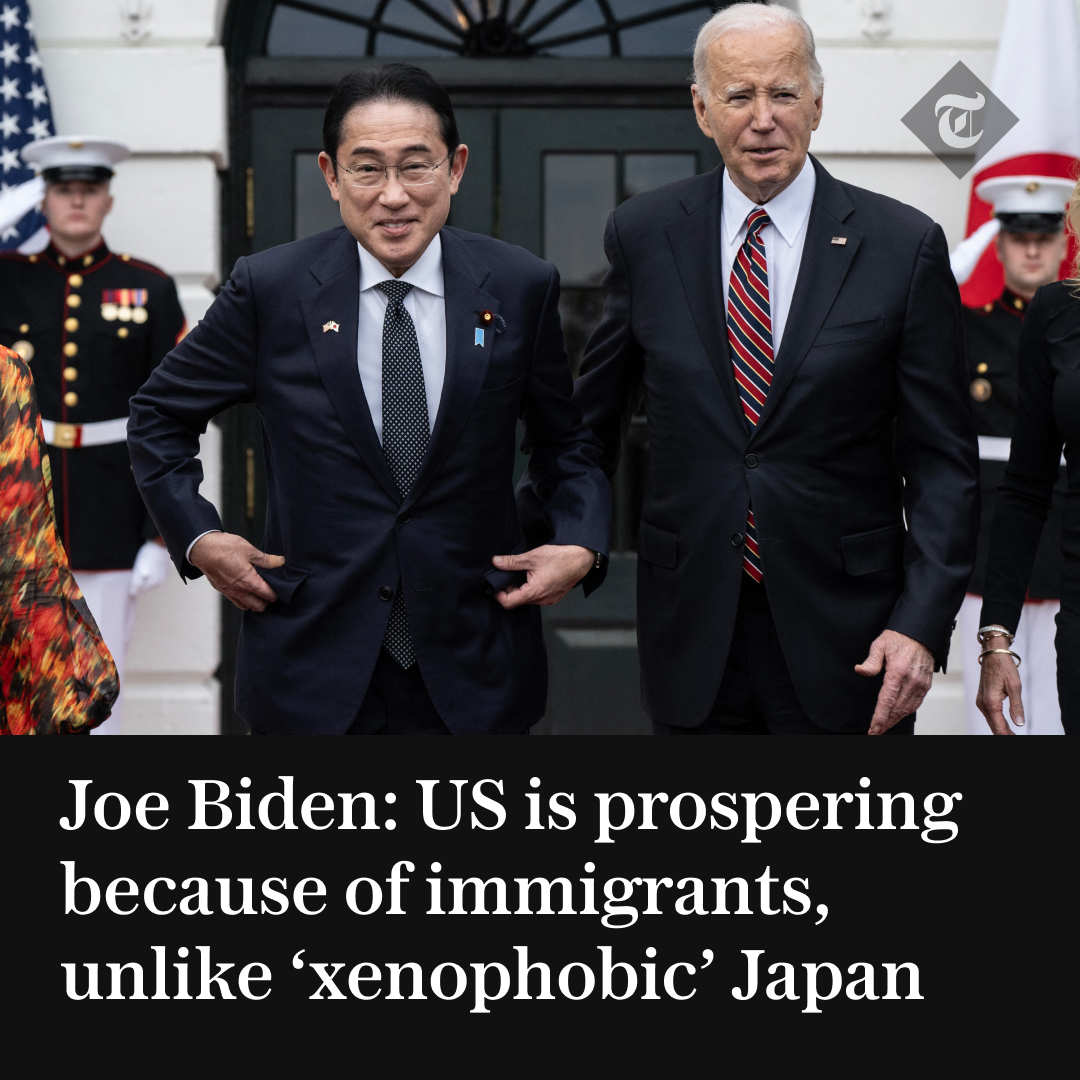 🇺🇸🇯🇵 Joe Biden has taken a swipe at US ally Japan, blaming xenophobia for its economic struggles as he praised the positive impact of immigration on America

Find out more ⬇️
telegraph.co.uk/us/politics/20…