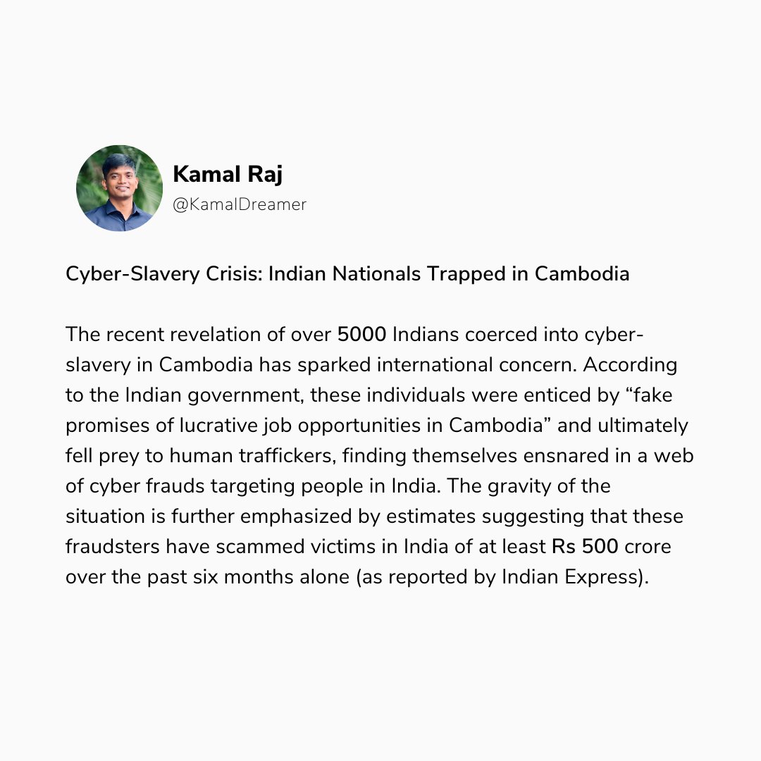 Trafficking of Indians for #forcedlabour in Southeast Asia, the Middle East, and across the world has been ignored for multiple reasons. The impact of turning a blind eye to the issue has cost many lives, torn apart families, and led to the loss of crores of rupees.