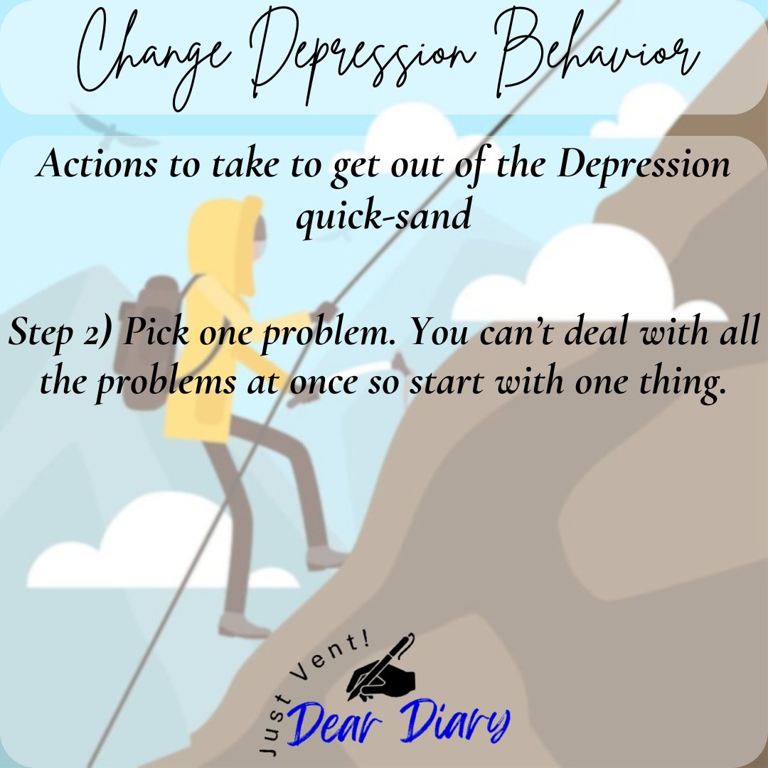How to change actions caused by depression, pick one problem #day3 #deardiaryke #solutions #mentalhealth #mentalhealthawareness #learningaboutmentalhealth #mensmentalhealth #womensmentalhealth #depression #anxiety #ADHD #PTSD #howto #change #Action #caused #pickone #problem