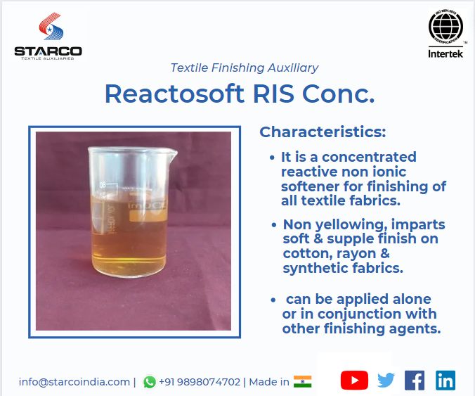starcodigital's tweet photo. Check Our Non Ionic Softener- "Reactosoft RIS Conc.":- Choose our quality products to Shine brighter in your industry. For More visit https://t.co/umzTbgn8at us to sales@starcoindia.com or Call +91-76001 06842. #TeamStarco #starcoindia #TextileSoftener #nonionicsoftener https://t.co/OIxa5VZ4XS