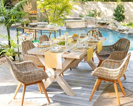 BackyardStore's tweet image. Ever think about how a simple change in scenery can turn a regular dinner into a mini vacation? 🌴🍽️ 

With our high-quality outdoor furniture, your backyard can become the ultimate dining destination. Who needs a restaurant reservation? 

#DineUnderTheStars #BackyardDining
