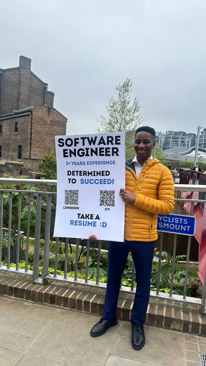 Anyone looking for a software engineer? Met this lovely guy in King’s x. Please retweet and zoom in the QR codes