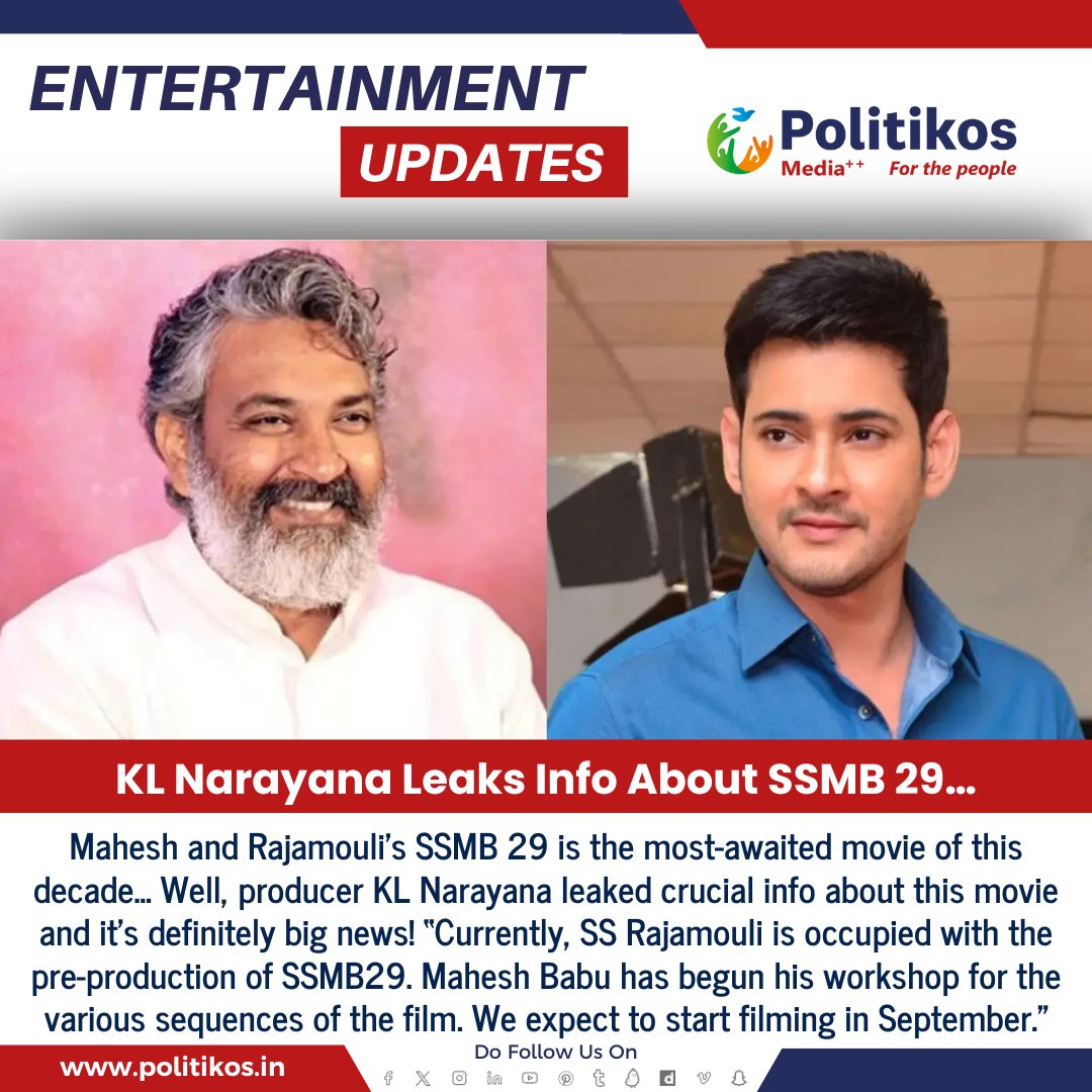 KL Narayana Leaks Info About SSMB 29…
#Politikos
#Politikosentertainment
#KLNarayana
#SSMB29
#maheshbabu
#SSRajamouli
#Tollywood
#MovieNews
#FilmIndustry
#MovieLeaks
#EntertainmentNews
#CelebrityGossip
#TeluguCinema
#FilmRumors