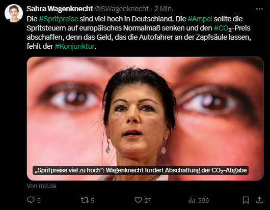 Die Frau ist auch nur noch lost.

Kein Wort zu den #CO2 #Emissionen. Kein Wort zum #PariserAbkommen. Kein Wort zu deutschen #Klimazielen.

Dass #EMobilitaet eine Alternative ist: Wird nicht erwähnt.

Dass wir ab 2027 europaweit #ETS2 einführen? Scheiß egal.