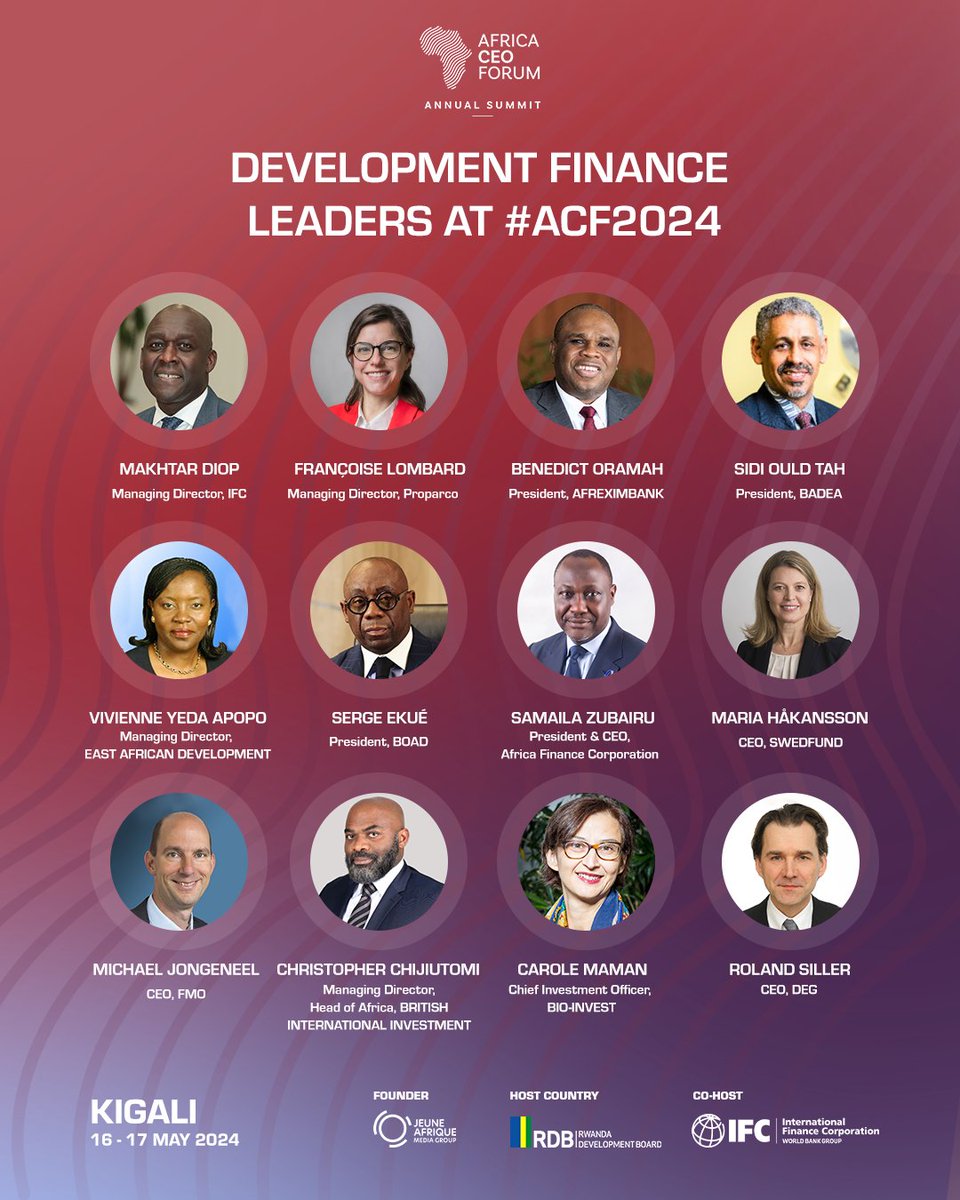Excited to hear insights from #Africa's top financial and development leaders at the May 16-17 Africa CEO Forum? Browse the event program to ensure you don’t miss any of the dynamic discussions on shaping Africa’s economic future. ➡️wrld.bg/pZM050Ru0uH 🌍#ACF2024