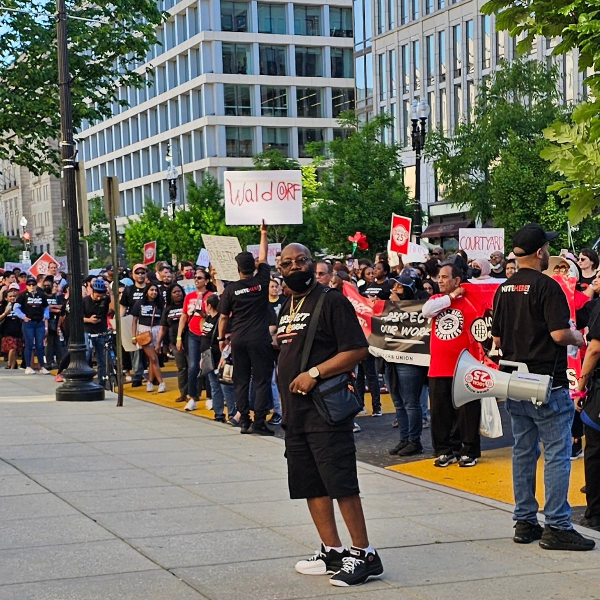 This is what #MayDay looks like! The @WydownUnited workers standing with the @UHLocal25 Hotel workers at their rally & march in DC along with the @IAFF36 standing with them! #1u #wumarjb #wunomatterwhat #InternationalWorkersDay #unionsolidarity