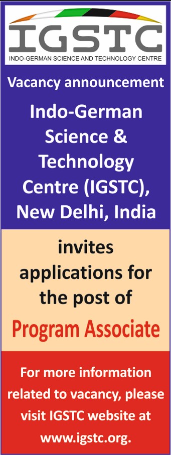 📢 #vacancy notice Indo German Science and Technology Centre invites application for the post of 'Program Associate' ⏲ Last date to apply: 24th May 2024 For more information: igstc.org/home/vacancies @IndiaDST @BMBF_Bund @rmadhan2000