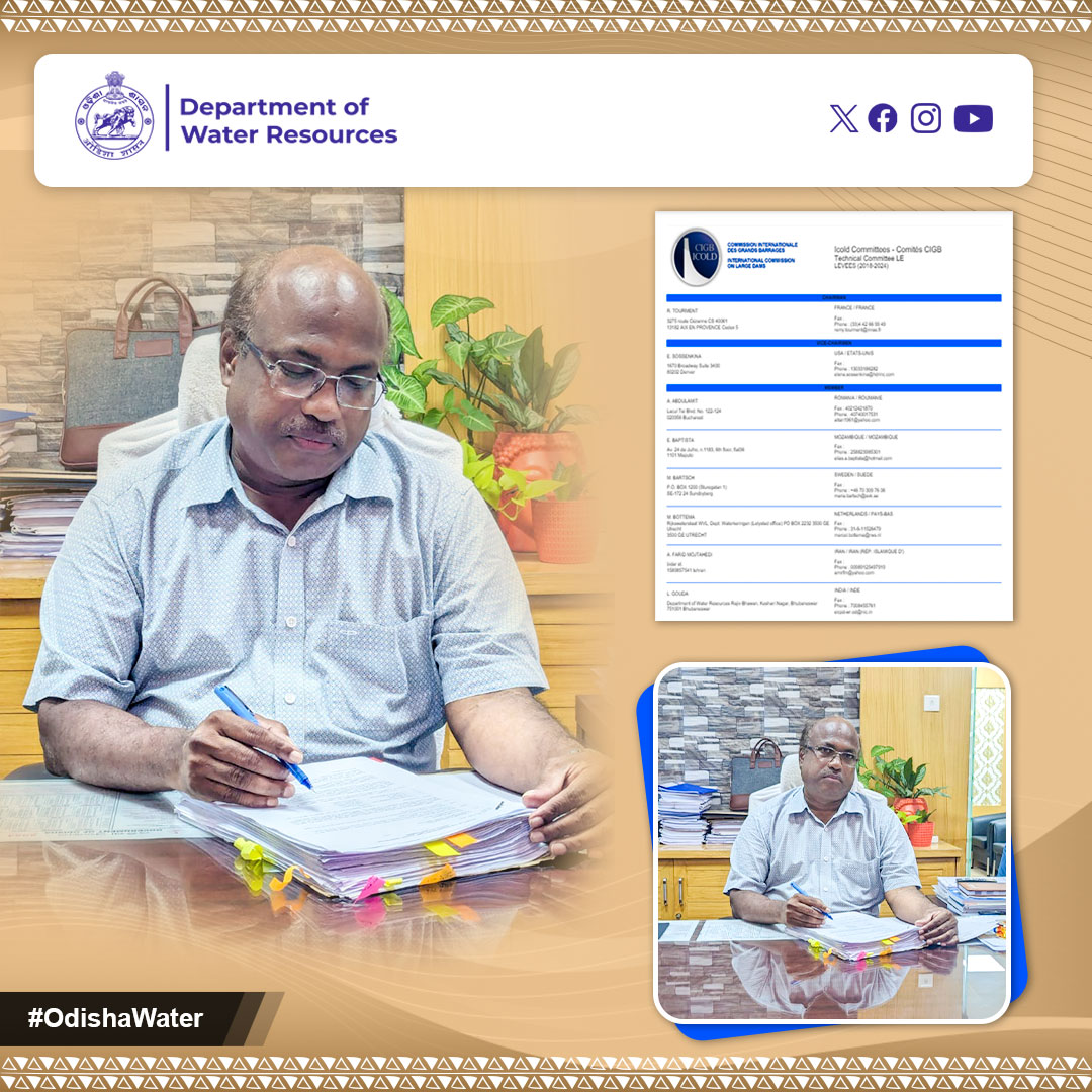 Lingaraj Gouda, Engineer-in-Chief, Planning & Design, Department of Water Resources(DoWR), joined as a member of Technical Committee LE (LEVEES) of #ICOLD (International Committee on Large Dams). #OdishaWater
@OIIPCRA_OCTDMS @OLICLTD @ltd_occ @BbsrChief85271