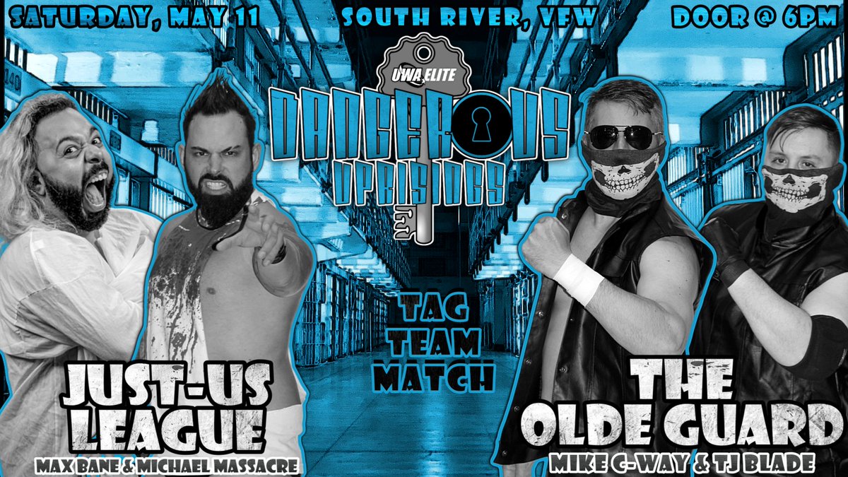 The UWA Elite tag team division will once again take center stage at #DangerousUprisings on May 11th when The Olde Guard's TJ Blade & Mike C-Way take on The Just-Us League's Michael Massacre & Max Bane in a match that could have major Tag Team Championship ramifications! 'UWA…