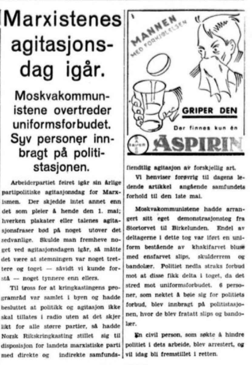 Marxistenes agitasjonsdag igår. Fra @Aftenposten #pådennedag 1934.