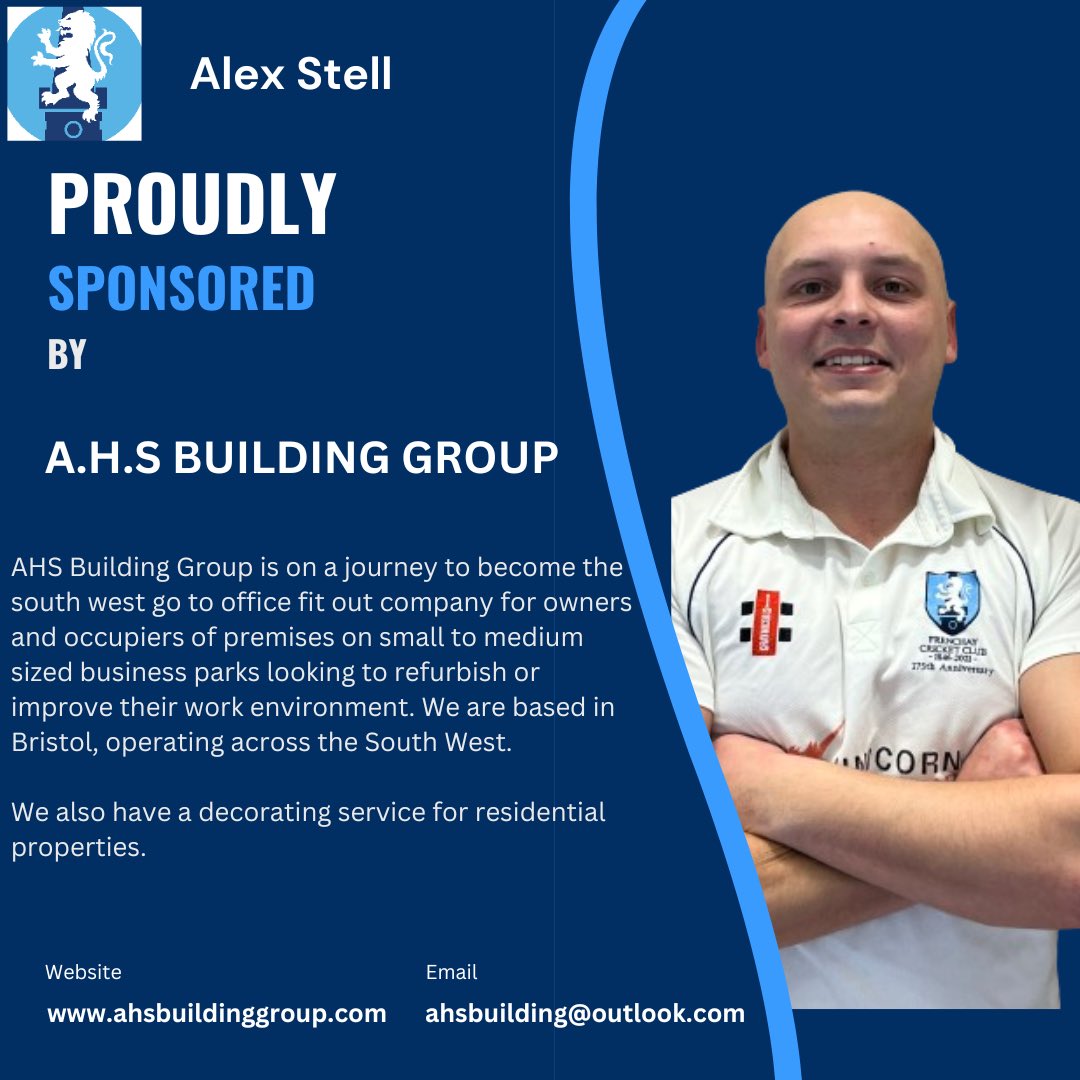 FrenchayCC's tweet image. Alex Stell @as57348 will be sponsored by AHS Building Group for our 2024 season. 

ahsbuildinggroup.com for all enquiries