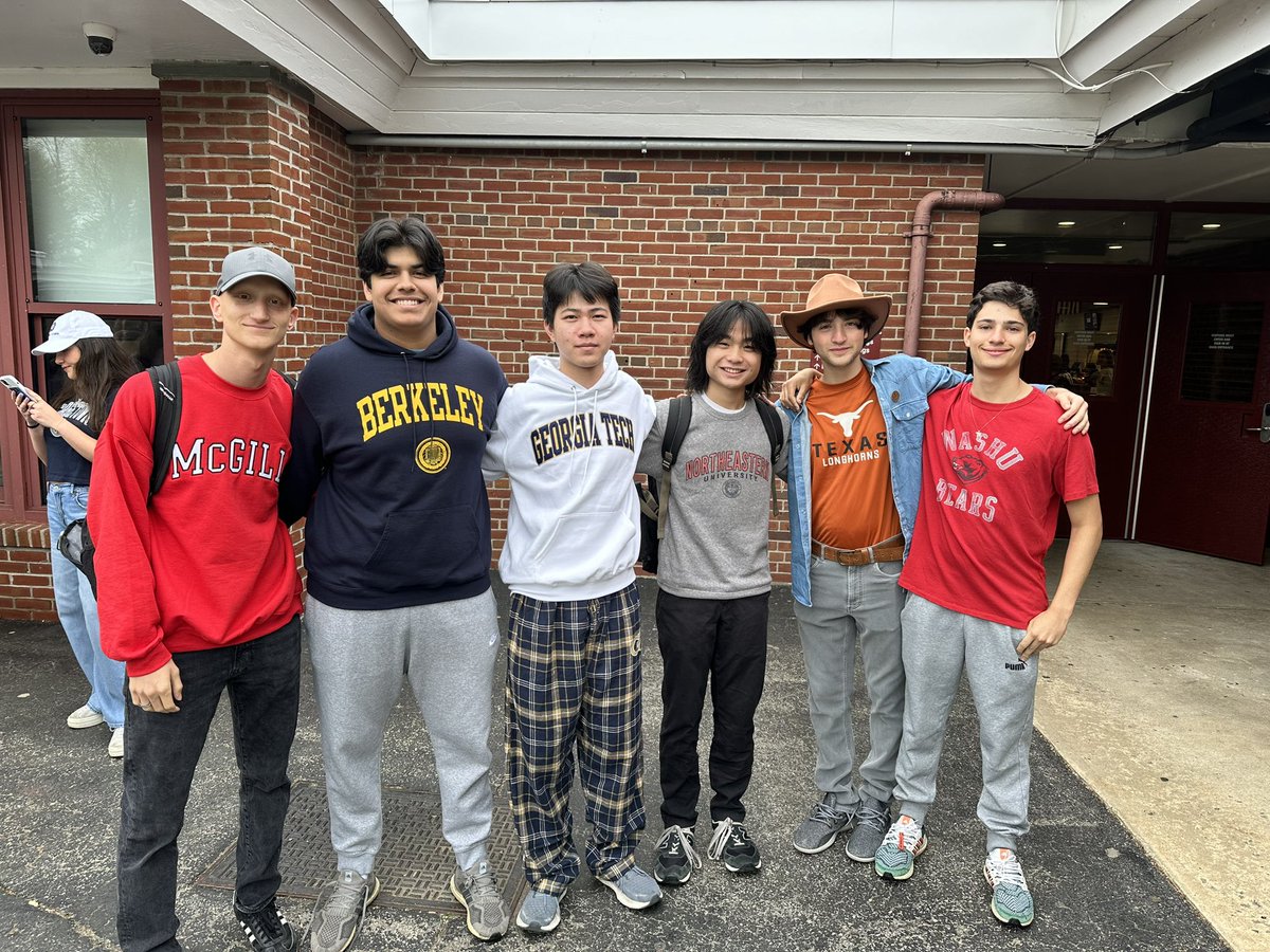 Seniors embracing Decision Day in the courtyard, flashing their college shirts, a symbol of hard-earned achievements and bright futures. Congratulations to the Class of 2024! Your dedication inspires us all. #DecisionDay #wearechappaqua #Classof2024 #FutureLeaders