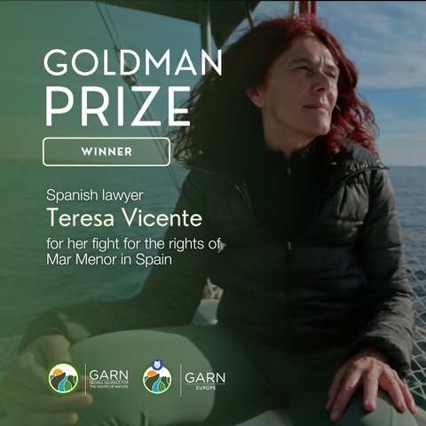 🌟 Congratulations to Teresa Vicente, a 2024 Goldman Environmental Prize winner, for her work to protect and secure the legal rights of the Mar Menor lagoon in Spain, Europe's largest saltwater lagoon. Learn more about this #RightsOfNature victory: tinyurl.com/5mn6r2fv