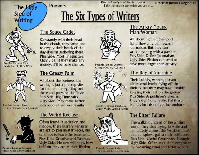 What type are you? I am undoubtedly the Space Cadet 🤣🤣 #WritingCommunity #Irishwriter #writerslife #shortstory #flash #novel #trilogy #read #write #scríobhnóir #writinghumour