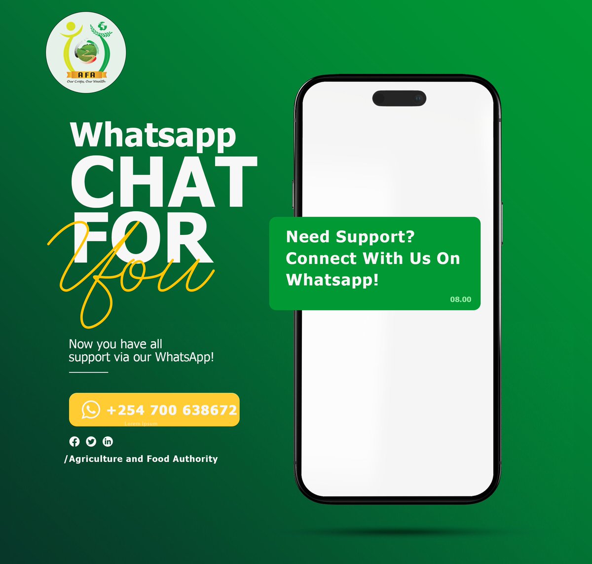 Eager for agriculture updates? Join AFA’s new WhatsApp Channel today and Be in the Know! Got a query? Chat with us via WhatsApp For updates and news follow on; Channel whatsapp.com/channel/0029Va… Chat us on WhatsApp wa.me/qr/55MVBCMJHZQ…