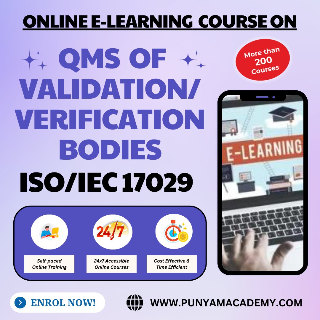 Online Course on QMS of Validation/ Verification Bodies - ISO/IEC 17029 Enroll Now: pumyamacademy.com #onlinecourse #iso17029