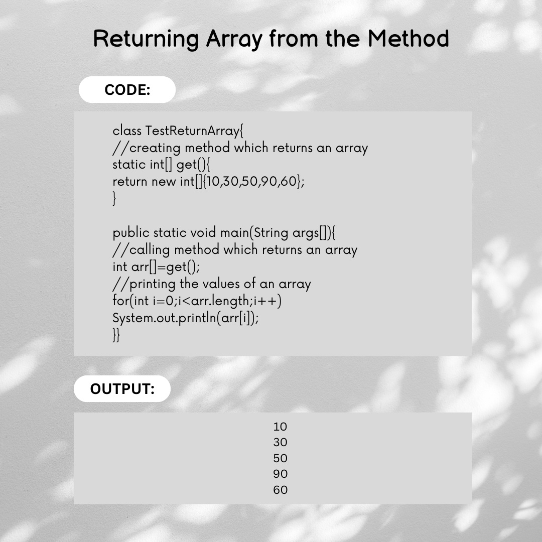 ArshikaSingh10's tweet photo. Returning Array from the Method

Learn more here: https://t.co/CARG2n9Ly4

#java #javalanguage #javaprogramming #programming #coding #code #trending #education #technology #tech #engineering #software #development #softwaredevelopment https://t.co/nalMhx8Kcn