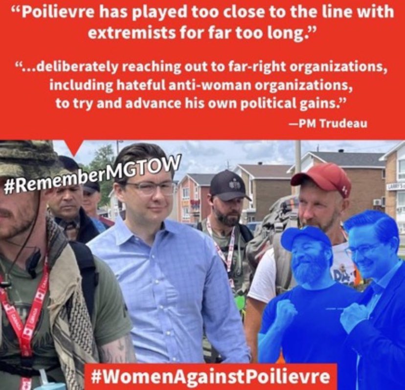 @HeatherMoAndCo Bingo. “Poilievre has played too close to the line with extremists for far too long.” — PM Trudeau #WomenAgainstPoilievre