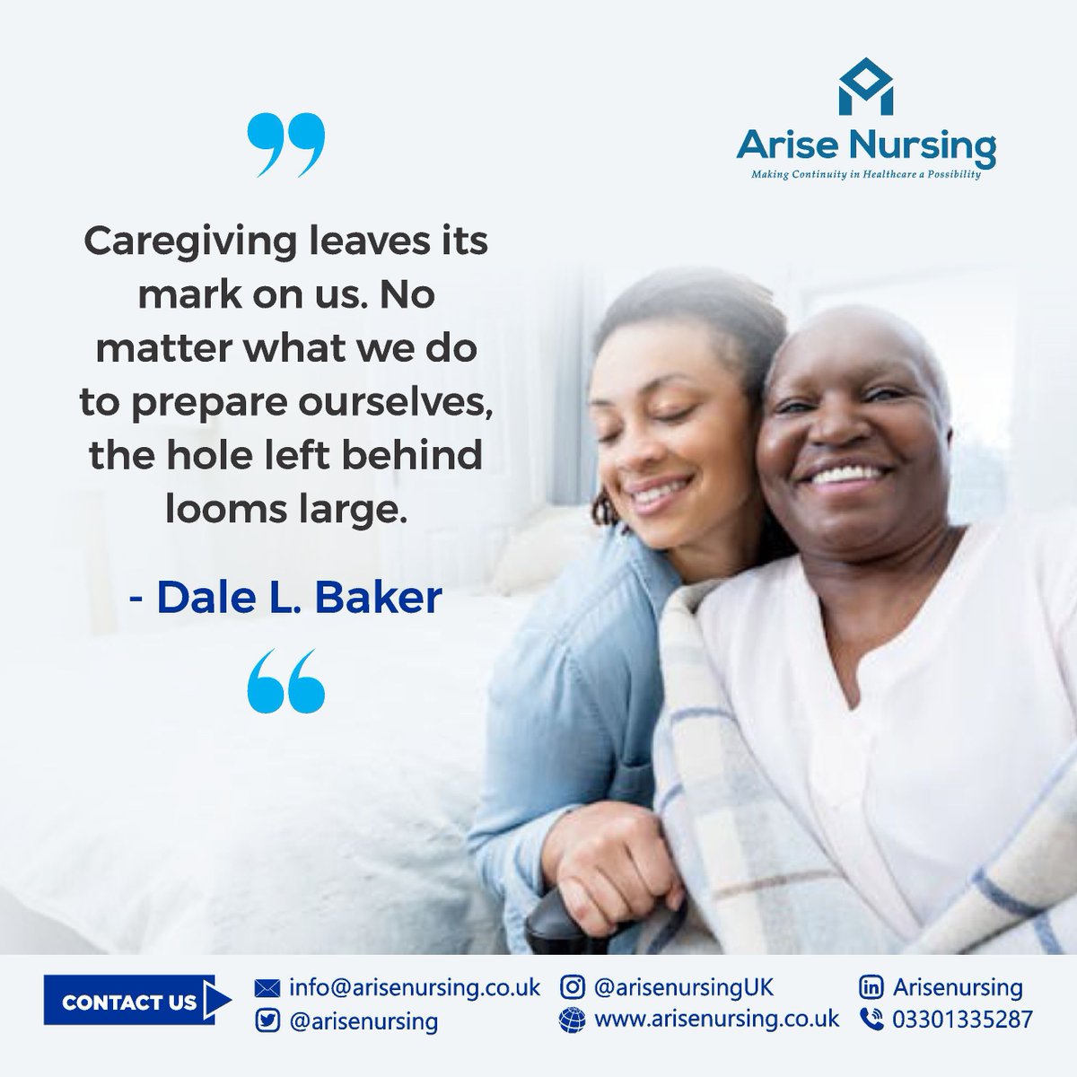 #QuoteOfTheWeek

“Caregiving leaves its mark on us. No matter what we do to prepare ourselves, the hole left behind looms large.”

- Dale L. Baker