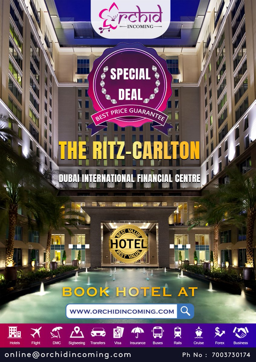 Your Oasis of Refinement in Dubai: The Ritz-Carlton. Book hotel at orchidincoming.com

#orchidonline #orchidincoming #onlineservice #onlineportal #hotelbooking #experience #explore #TravelGoals
