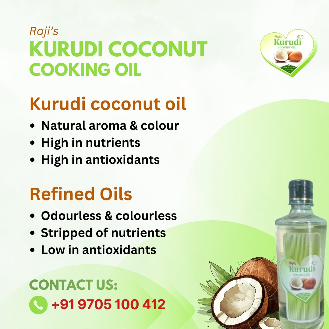 Unlock the secret to healthier, tastier meals with our kurudi coconut oil. Kurudi coconut oil contain natural aroma & colour, high in nutrients and high in antioxidants #CoconutOil #HealthyCooking #Nutrition #CleanEating #Foodie #FoodInspiration #KitchenEssentials #HealthyLiving