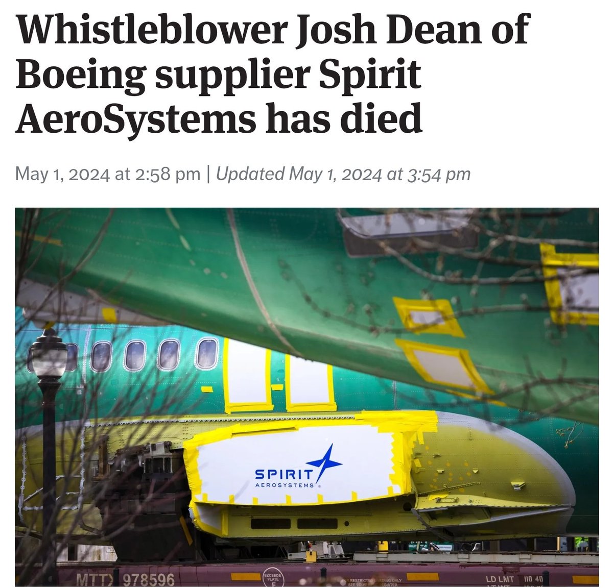 Another Boeing whistleblower is dead. Boeing whistleblower Joshua Dean died suddenly after accusing supplier of ignoring safety flaws in 737 Max production. The official narrative given is struggle he died with a sudden and fast-spreading infection.  Joshua Dean, had given a…