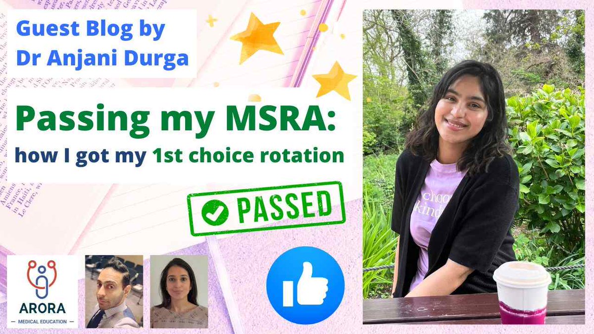 👨‍⚕️👩‍⚕️ If you are preparing for MSRA then this is a must read! Thank you to Dr Anjani Durga for sharing her own experience of Passing and getting into higher training… aroramedicaleducation.co.uk/passing-the-ms…

👉 For all MSRA exam support: aroramedicaleducation.co.uk/msra/

#CanPassWillPass